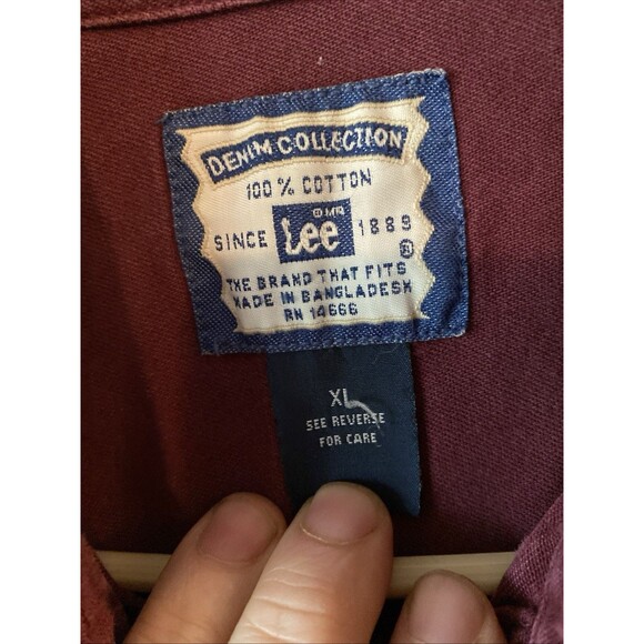 Lee Denim Collection Men’s XL Button Up Shirt Polaris Logo Maroon - Picture 2 of 9